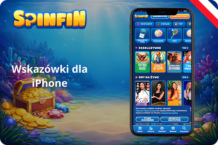 Smartphone showing the SpinFin website, highlighting game categories: Populaires (Popular), Top, and responsible gaming advice.